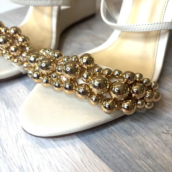 New Alexandre Birman Allie Wed Wedge Sandals EU Size 37.5 Pearl Beads Ivory Sz 7 - Picture 5 of 12